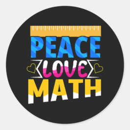 Peace Love Wiskunde School Onderwerp Ronde Sticker