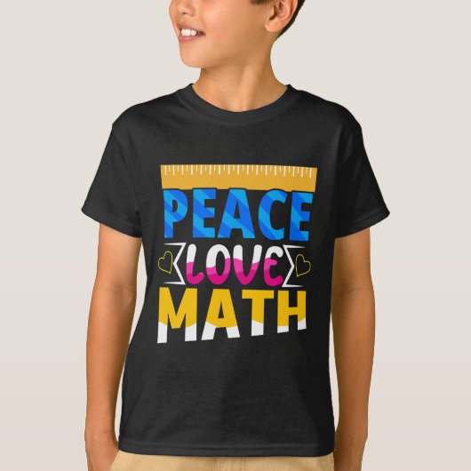 Peace Love Wiskunde School Onderwerp T-shirt (Voorkant)