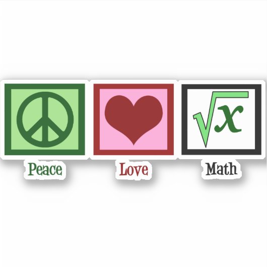 Peace Love Wiskunde Sticker (Voorkant)