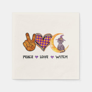 Peace Love Witch - Halloween Ontwerp Servet