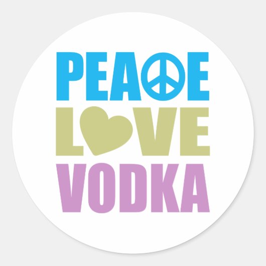 Peace Love Wodka Ronde Sticker (Voorkant)