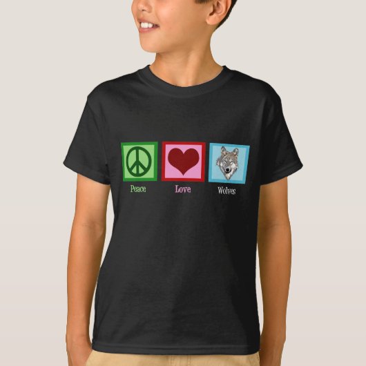 Peace Love Wolves Cute Wolf Kinder T-shirt (Voorkant)