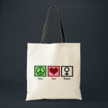 Peace Love Women Tote Bag<br><div class="desc">Als je een man bent die vrouwen respecteert of een vrouw die zich machtig voelt,  is dit een perfect ontwerp.</div>