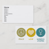 Peace Love Women's Studies Visitekaartje (Voorkant / Achterkant)