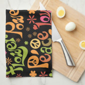 Peace Love Word Art Groovy Vibes Slogan Theedoek (Quarter Fold)