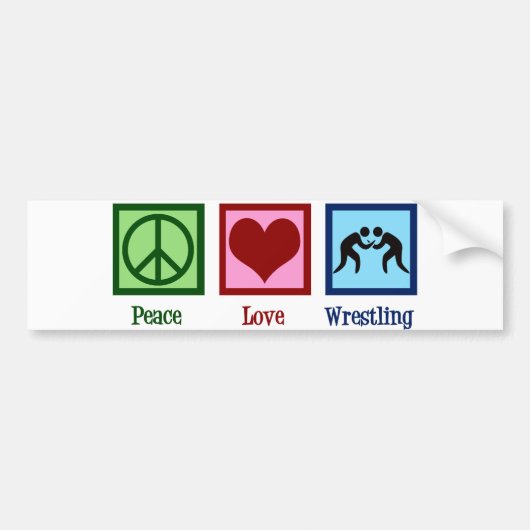Peace Love Wrestling Bumpersticker (Voorkant)