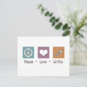 Peace Love Write Briefkaart (Staand voorkant)