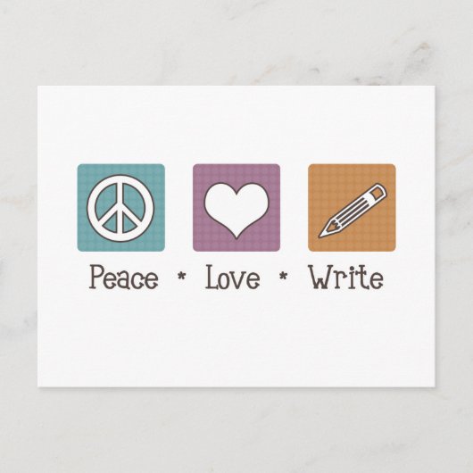 Peace Love Write Briefkaart (Voorkant)