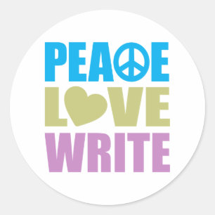 Peace Love Write Ronde Sticker