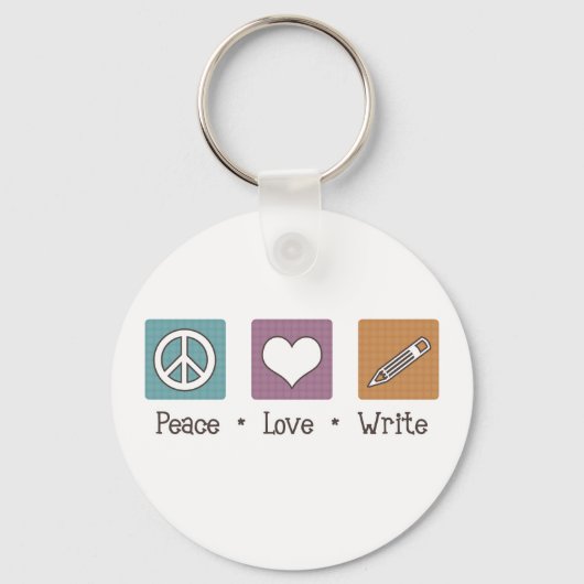 Peace Love Write Sleutelhanger (Voorkant)