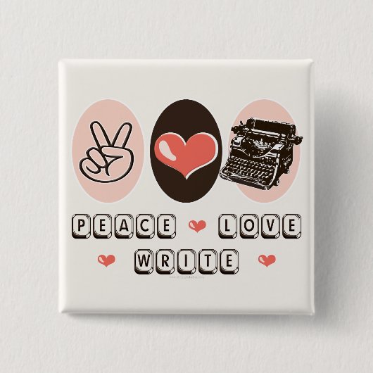 Peace Love Write Typewriter Button (Voorkant)