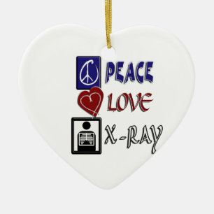 PEACE LOVE X-RAY RADIOLOGIE KERAMISCH ORNAMENT