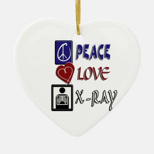 PEACE LOVE X-RAY RADIOLOGIE KERAMISCH ORNAMENT (Voorkant)