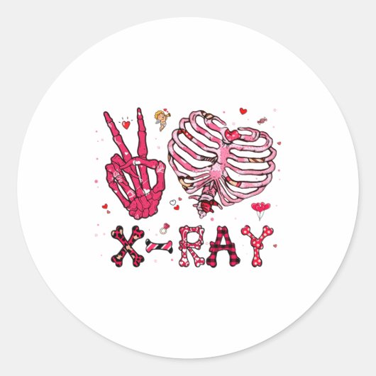 Peace Love X Ray Valentine  Ronde Sticker (Voorkant)