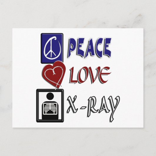 PEACE LOVE XRAY BRIEFKAART (Voorkant)