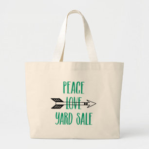 Peace Love Yard Sale Arrow Line Grote Tote Bag