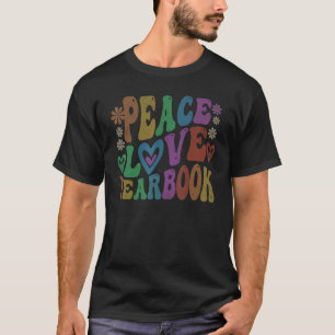 PEACE LOVE YEARBOOK Retro Publication Crew Editor T-shirt