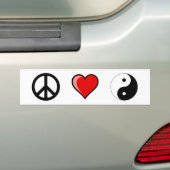 Peace Love Yin Yang Bumpersticker (Op auto)
