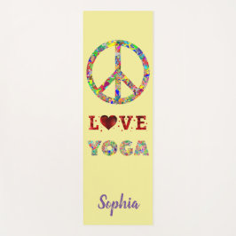 Peace Love Yoga Add Name Colorful Yogamat