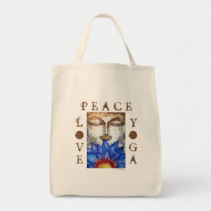 Peace Love Yoga Buddha Waterverf Art Canvas Tas