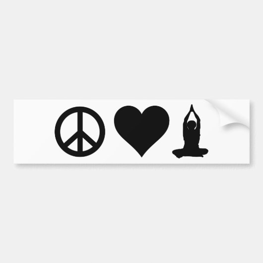 Peace Love Yoga Bumpersticker (Voorkant)