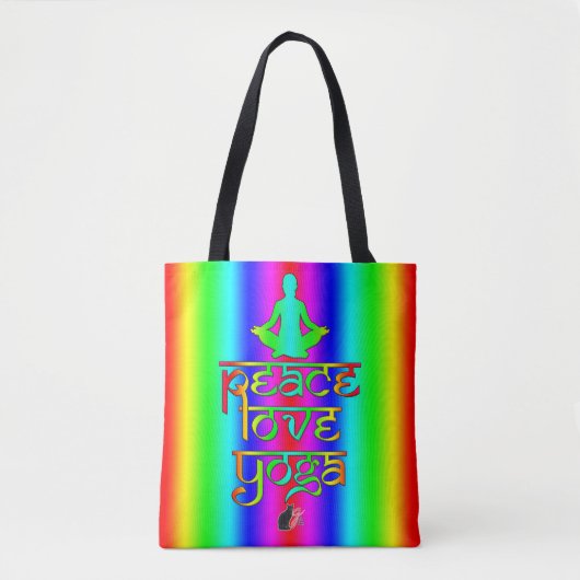 Peace Love Yoga Canvas tas (Voorkant)