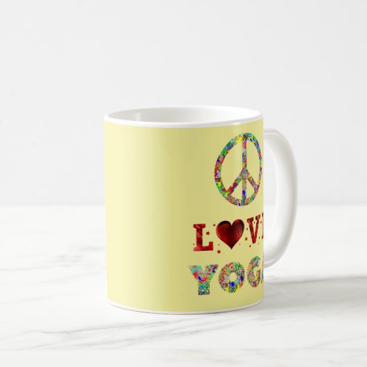 Peace Love Yoga Colorful Inspirerend Koffiemok (Voorkant rechts)