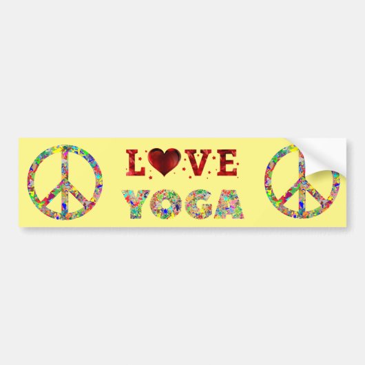 Peace Love Yoga Colorful Spiritueel Bumpersticker (Voorkant)