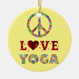 Peace Love Yoga Colorful Spiritueel Keramisch Ornament