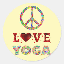 Peace Love Yoga Colorful Spiritueel Ronde Sticker