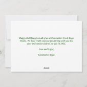 Peace Love Yoga Custom Studio Name Kerstmis Feestdagenkaart (Achterkant)