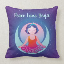 Peace Love Yoga girl meditatie in de ruimte