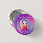 Peace Love Yoga girl meditatie in de ruimte Ronde Button 3,2 Cm (Voorkant /achterkant)