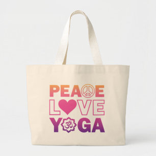 Peace Love Yoga Grote Tote Bag