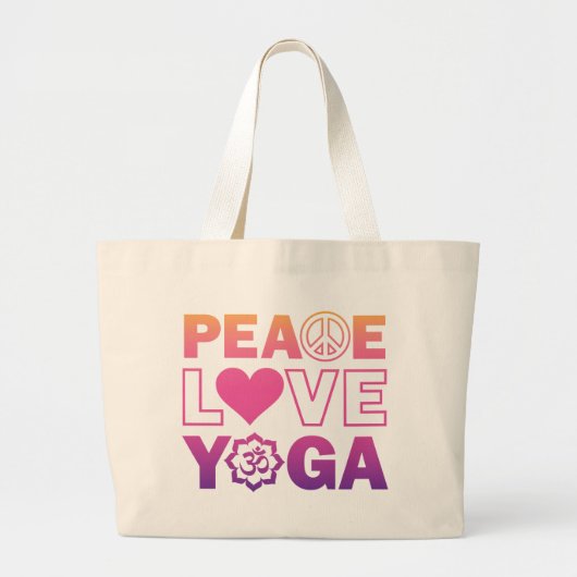 Peace Love Yoga Grote Tote Bag (Voorkant)