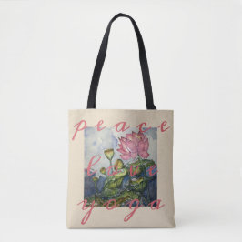 Peace Love Yoga Lotus Floral Art Canvas tas