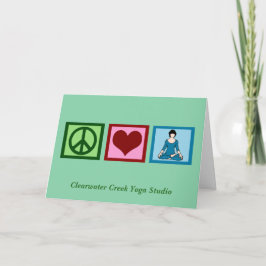 Peace Love Yoga Personalized Studio Name Green Feestdagen Kaart