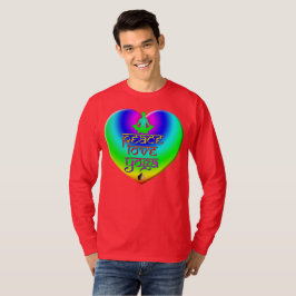 Peace Love Yoga Rainbow Intences Heart T-Shirt