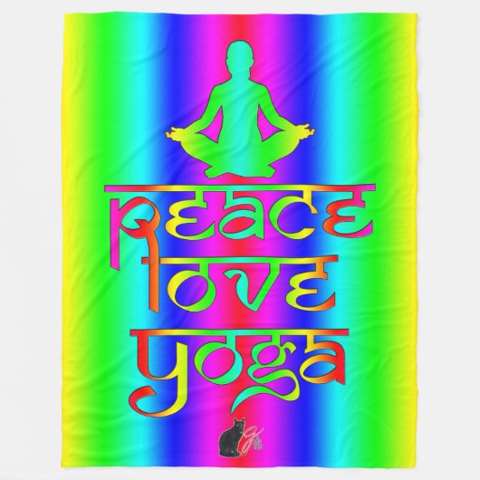Peace Love Yoga Rainbow-intenties Fleece Deken (Voorkant)