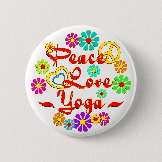 PEACE LOVE Yoga Ronde Button 5,7 Cm (Voorkant)