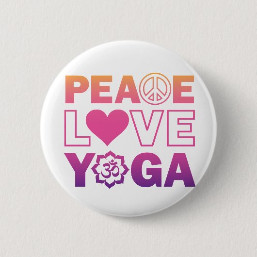 Peace Love Yoga Ronde Button 5,7 Cm (Voorkant)