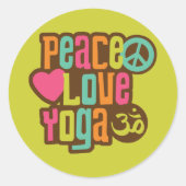 Peace Love Yoga Ronde Sticker (Voorkant)