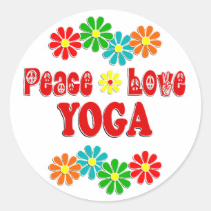 Peace Love Yoga Ronde Sticker