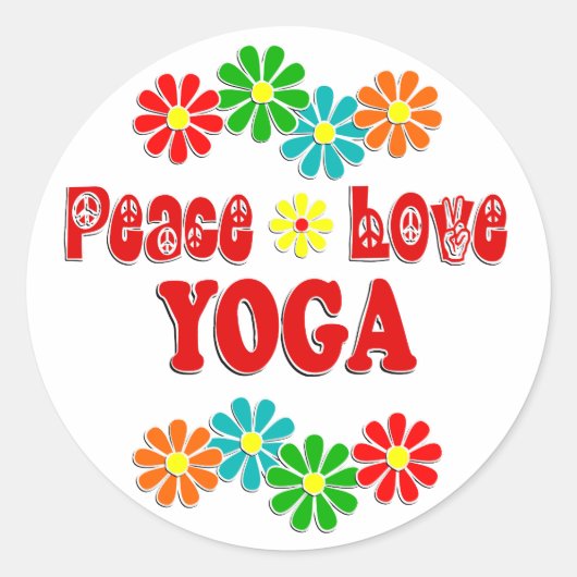 Peace Love Yoga Ronde Sticker (Voorkant)