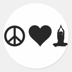 Peace Love Yoga Ronde Sticker
