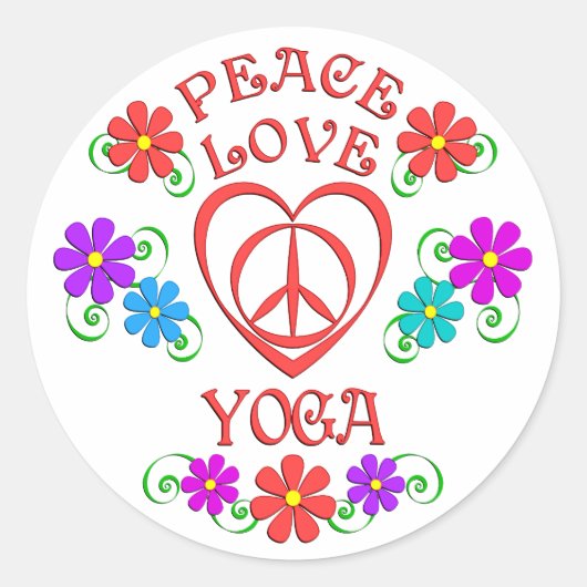Peace Love Yoga Ronde Sticker (Voorkant)