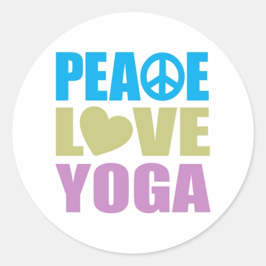 Peace Love Yoga Ronde Sticker (Voorkant)