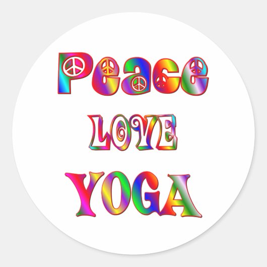 Peace Love Yoga Ronde Sticker (Voorkant)