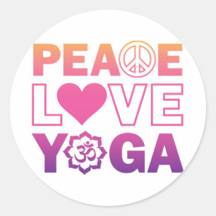 Peace Love Yoga Ronde Sticker