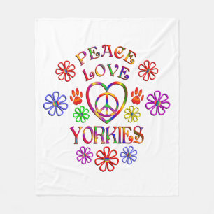 Peace Love Yorkies Fleece Deken